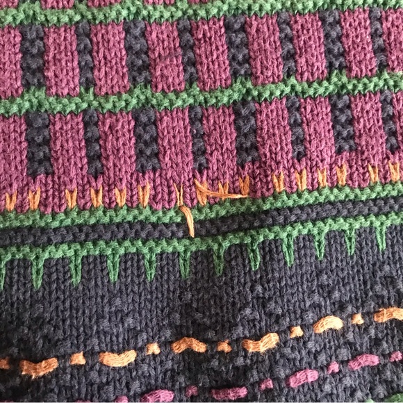 SOLD vintage 90s 3D sweater purple boxy colorful S men’s unisex - Picture 3 of 5